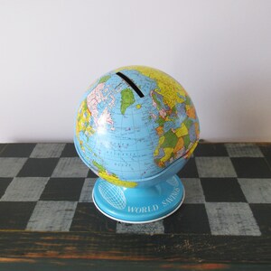 Tin Litho World Savings Bank Vintage Ohio Art Globe image 4