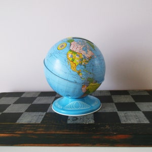 Tin Litho World Savings Bank Vintage Ohio Art Globe image 2