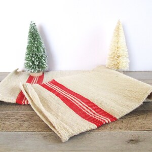 Burlap Material with Red Stripe Craft Project Repurpose Natural Fiber