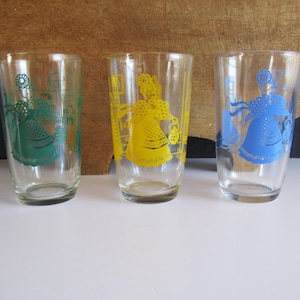 Swanky Swigs Juice Glasses 1953 Kraft Advertising Novelty Glasses 1950s Set of Three Hazel Atlas Vintage