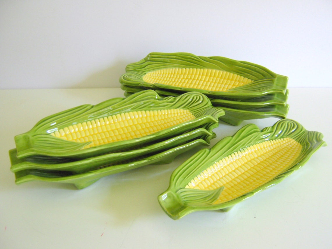 Vintage Corn Cob Plates Seven Corn on the Cob Plates Etsy