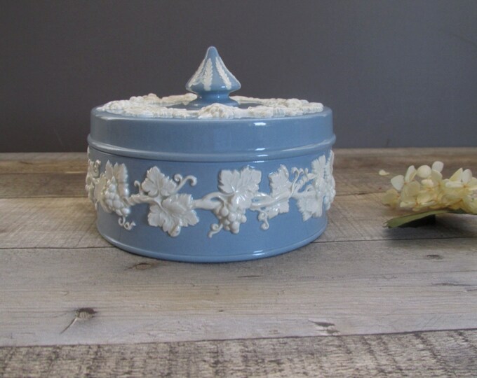 Wedgwood Embossed Queens Ware Covered Trinket Dish With Lid Etsy