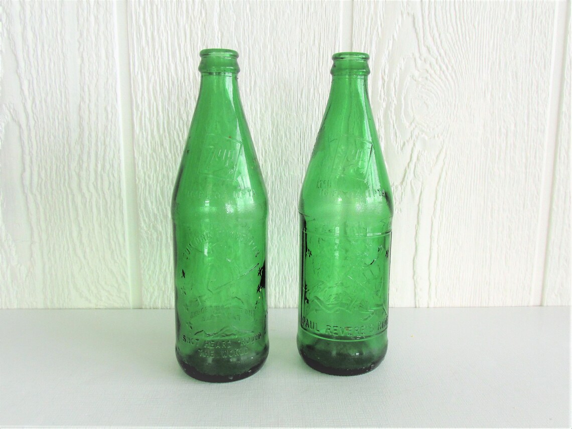 7up Green Glass Bottles Paul Revere Bicentennial Bottle Etsy