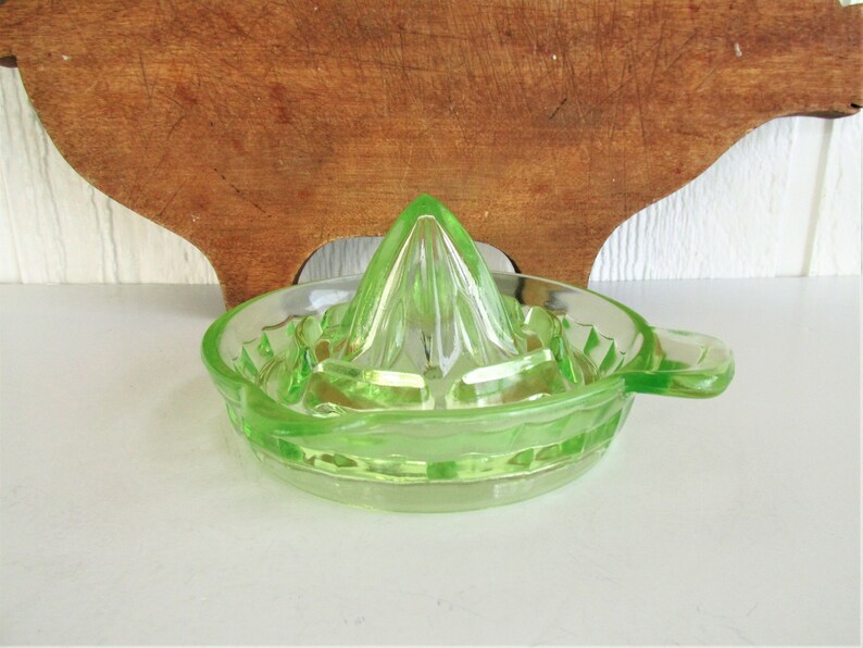 Green Uranium Glass Citrus Juicer Reamer Green Depression Etsy
