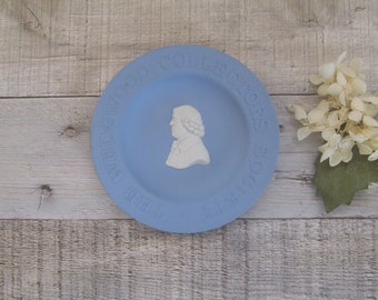 Wedgwood Jasperware Blue, Cream Bisque, Pin Dish, Ring Dish, Made in England, Wedgwood Society Collector's Plate