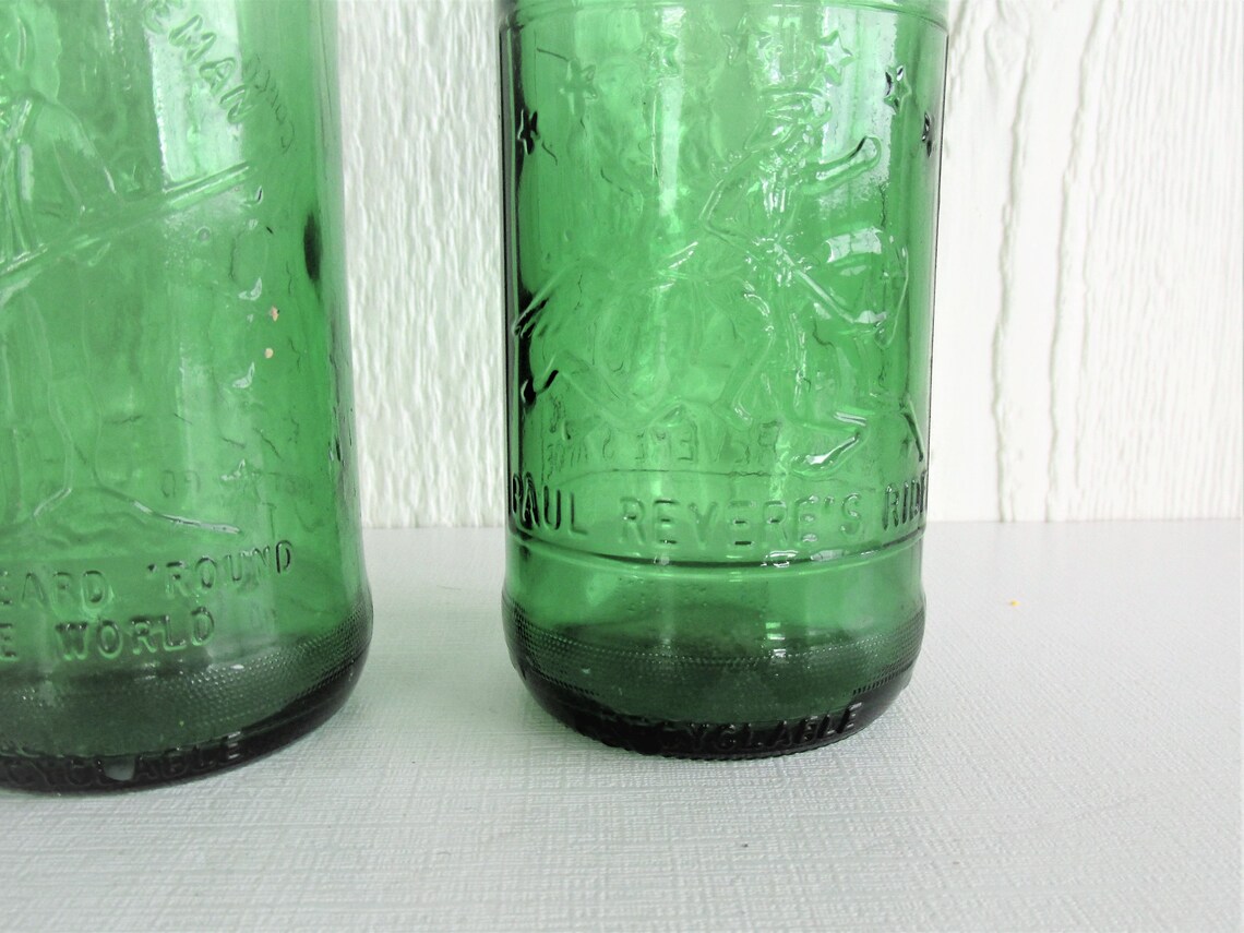 7up Green Glass Bottles Paul Revere Bicentennial Bottle Etsy