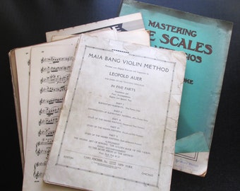 Antique Sheet Music Piano Violin Scales Sheet Music Vintage Paper Ephemera Craft Supply Junk Journals