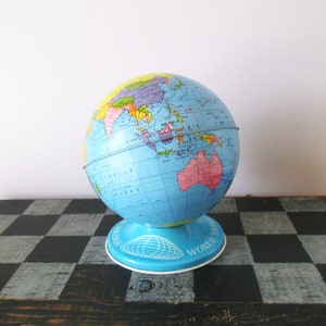 Tin Litho World Savings Bank Vintage Ohio Art Globe image 3