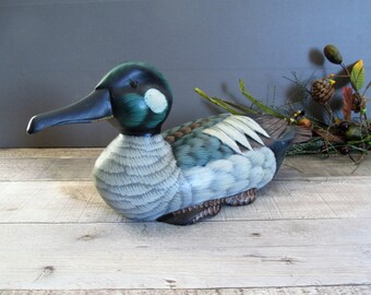 Wood Duck Carved Painted Wood Duck Decorative Duck Decoy Rustic Home Decor Waterfowl Gift For Him
