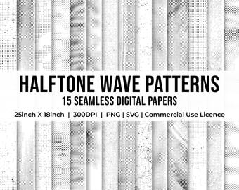 Halftone Wave Background, Digital Paper, Backdrop, Texture, Instant Download, Halftone Brushes 300DPI (Png, Svg)