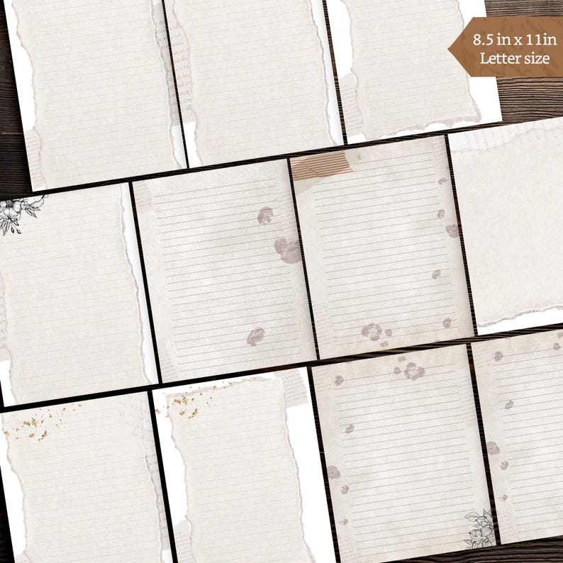 Blank Lined Junk Journal Pages, Junk Journal Supplies, Junk Journal ...