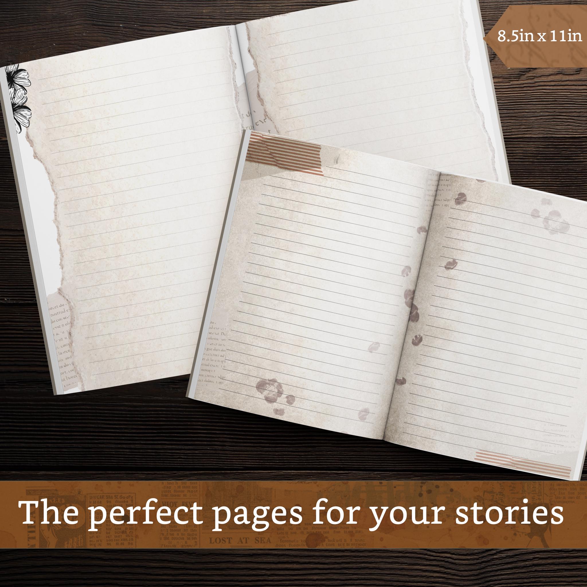 Blank Lined Junk Journal Pages, Junk Journal Supplies, Junk Journal ...