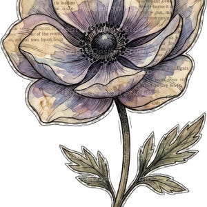 Mixed Media Junk Journal Clipart kieskeurig snijbloemen – noodlijdende aquarel vintage collage bloemen afdrukbare plakboekbenodigdheden | Set 1: afbeelding 13