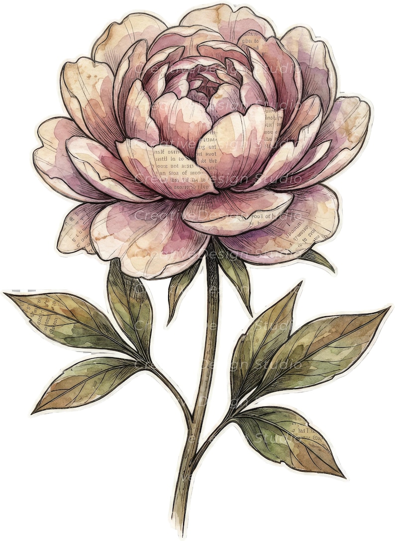 Mixed Media Junk Journal Clipart kieskeurig snijbloemen – noodlijdende aquarel vintage collage bloemen afdrukbare plakboekbenodigdheden | Set 1: afbeelding 9