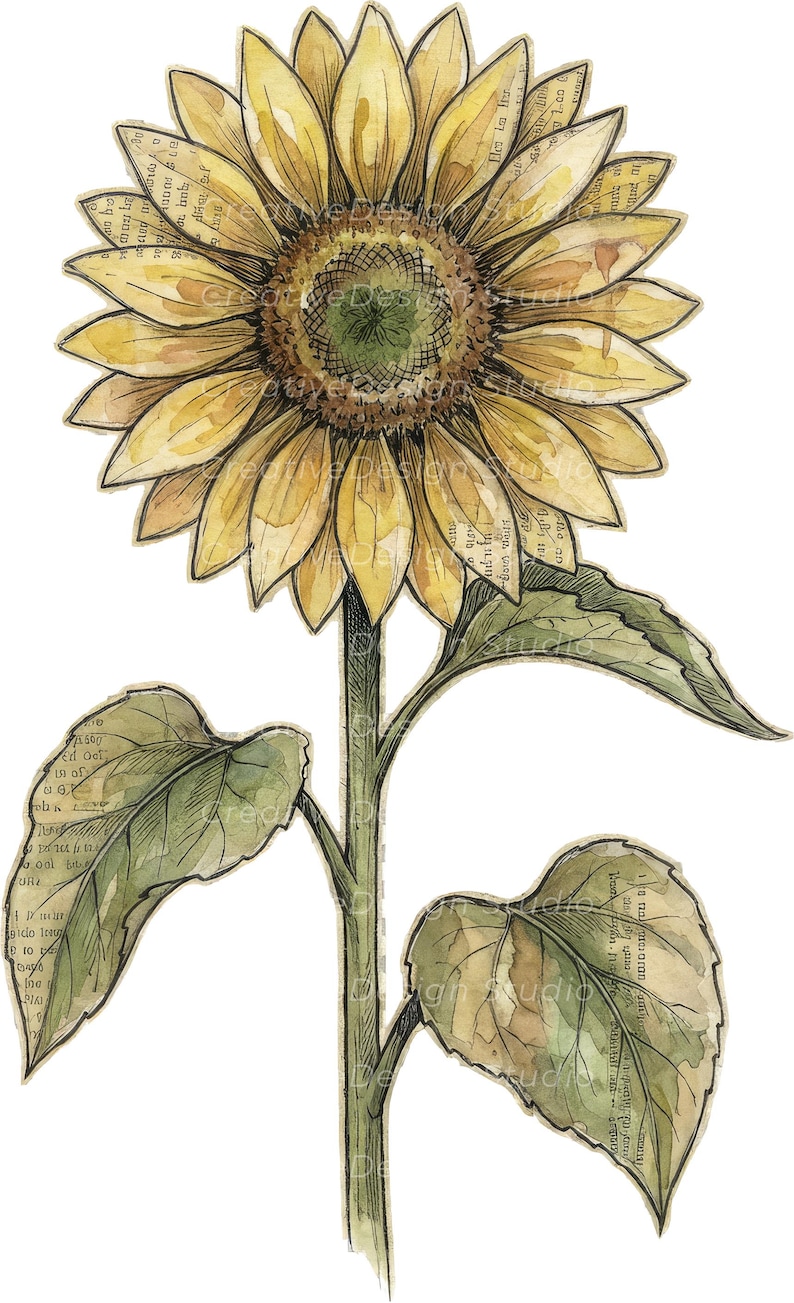 Mixed Media Junk Journal Clipart kieskeurig snijbloemen – noodlijdende aquarel vintage collage bloemen afdrukbare plakboekbenodigdheden | Set 1: afbeelding 11