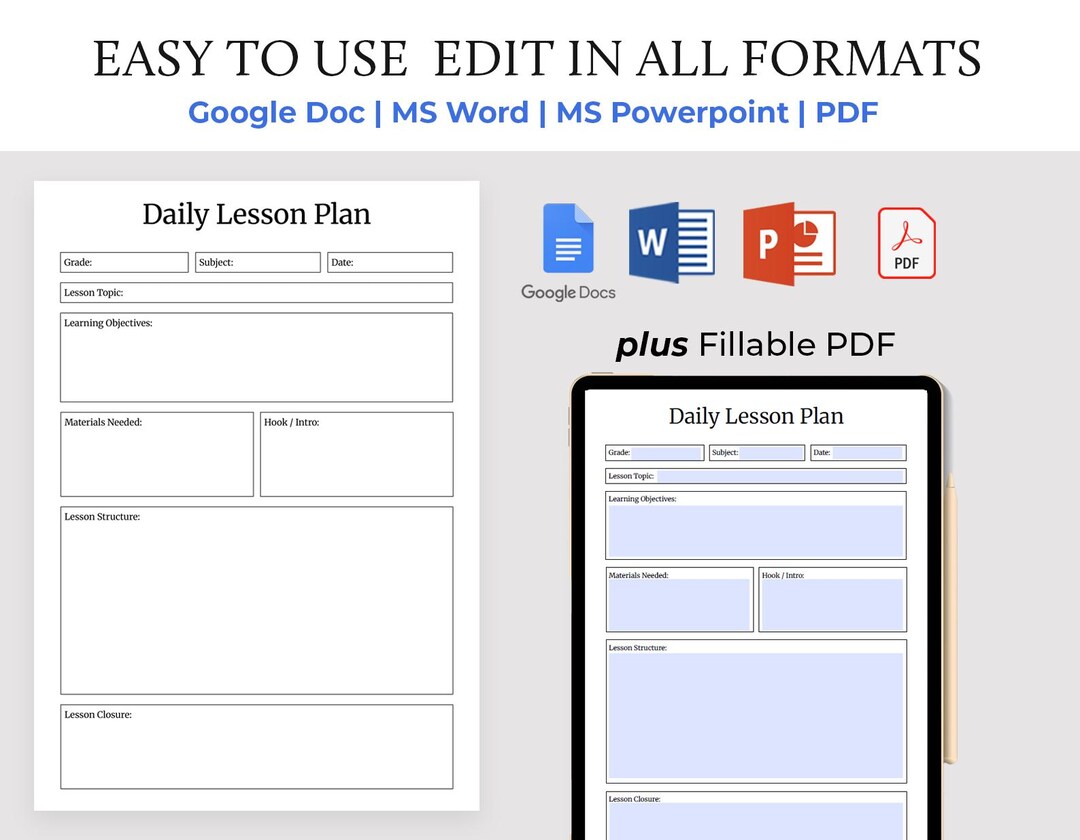 Modelo de plano de aula editável em PDF preenchível e imprimível, para ...
