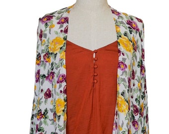 Cardigan Kimono da donna, giacca kimono, Kimono Boho oversize - Giallo e rosa