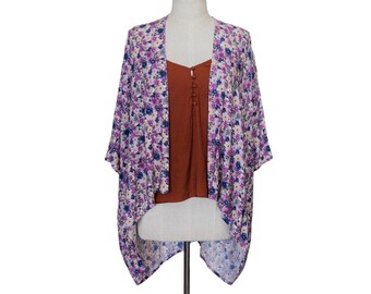 Cardigan Kimono da donna, giacca kimono, Kimono Boho oversize - Lilla