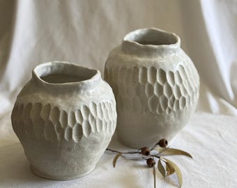 Sea foam ceramic vases