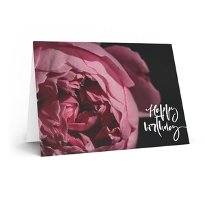 Petal Dance - Pink Macro Rose Birthday card - Add your message