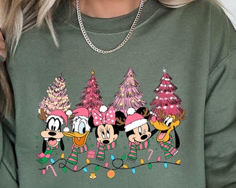 Mickey and Friends Disney Christmas Sweatshirt, Mickey's Very Merry Christmas Shirt, Pink Christmas Tree Sweatshirt Shirt, Disney Christmas