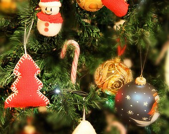 Four Christmas Tree Ornaments - PDF knitting pattern