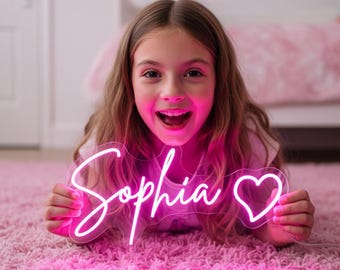 パーソナライズされた名前のLEDサイン、ベビールームの装飾、女の子の部屋の装飾、男の子の部屋の装飾