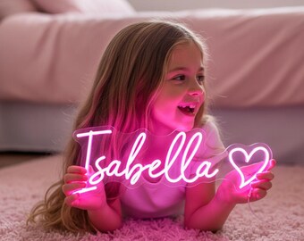 アイコン付きカスタムキッズネームライト、ティーンの部屋へのギフト、寝室用の安全なLEDネオンサイン、子供部屋の壁飾り、女の子の寝室の装飾アート
