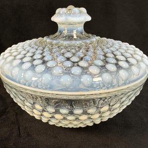 Anchor Hocking Opalescent Moonstone Covered Candy Dish