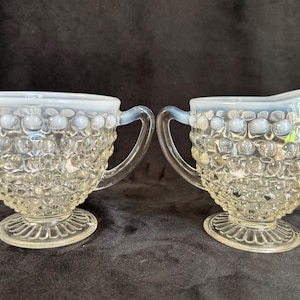 Anchor Hocking Moonstone Opalescent Hobnail Sugar Bowl or Creamer