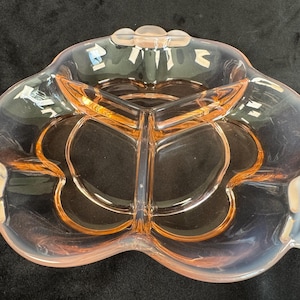 Duncan & Miller Canterbury Pink Opalescent 3-part Relish Dish