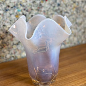 Duncan Miller Pink Opalescent Canterbury Ruffle Vase