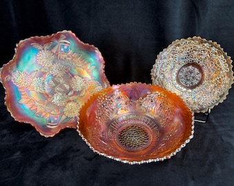 Fenton Marigold Carnival Glass Dishes