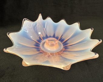 Fostoria Heirloom Pink Opalescent Flora Candle Holder