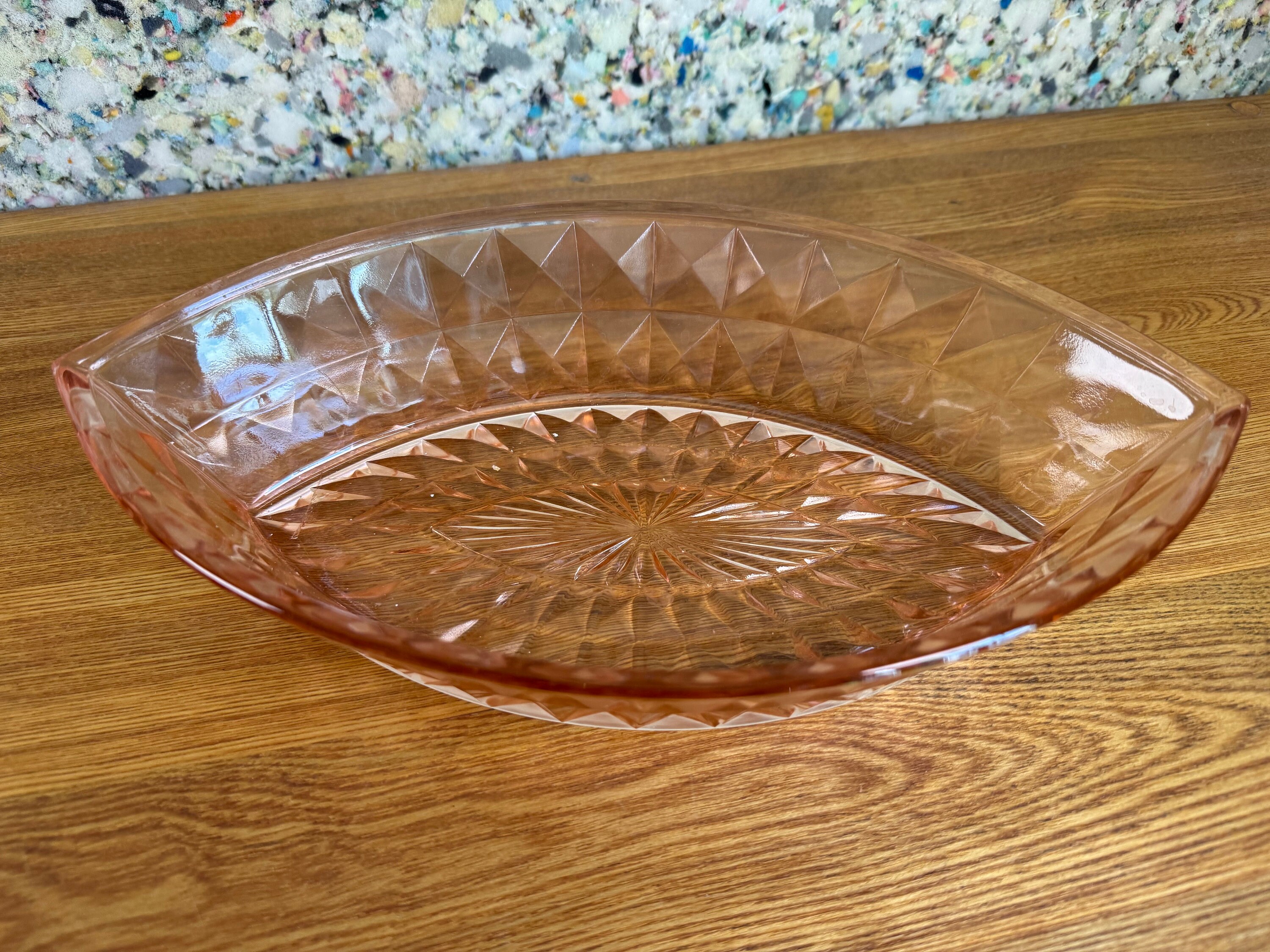 Windsor Pink Depression Glass Boat Bowl