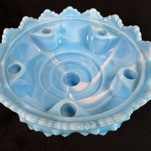 Fenton Blue Slag Hobnail Candleholder