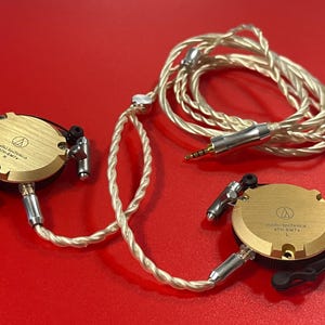 GOLD ATH-EM7X Custom 2-pin detachable connector Persona Cosplay aluminum headphone