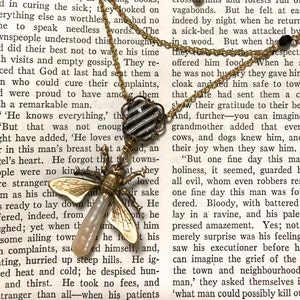 Steampunk Firefly Pendant, Chain Draped Necklace, Insect Jewelry, Free Shipping USA image 2