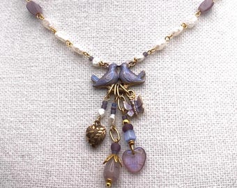 Love Birds Tassel Necklace, Gift for Her, Mothers Day, Made in USA