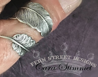 Feather Ring, Steampunk Feather, Steampunk Ring, Feather Wrap Ring, Boho Feather Ring, Thumb Ring, Plume Ring, Wrap Ring