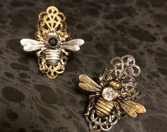 Bee Ring, Filigree Ring, Bee Jewelry, Statement Ring, Gift for Her