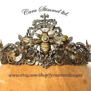 Queen Bee Steampunk Tiara - Steampunk Jeweled Crown - Bridal Jeweled Tiara - Free Shipping USA -