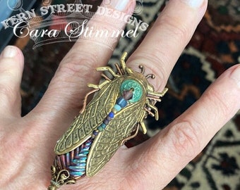 Cicada Statement Ring, Cicada Ring, Insect Jewelry, Adjustable Ring, Made in USA