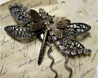 Dragonfly Large Hair Pin, Hand Made in USA,
