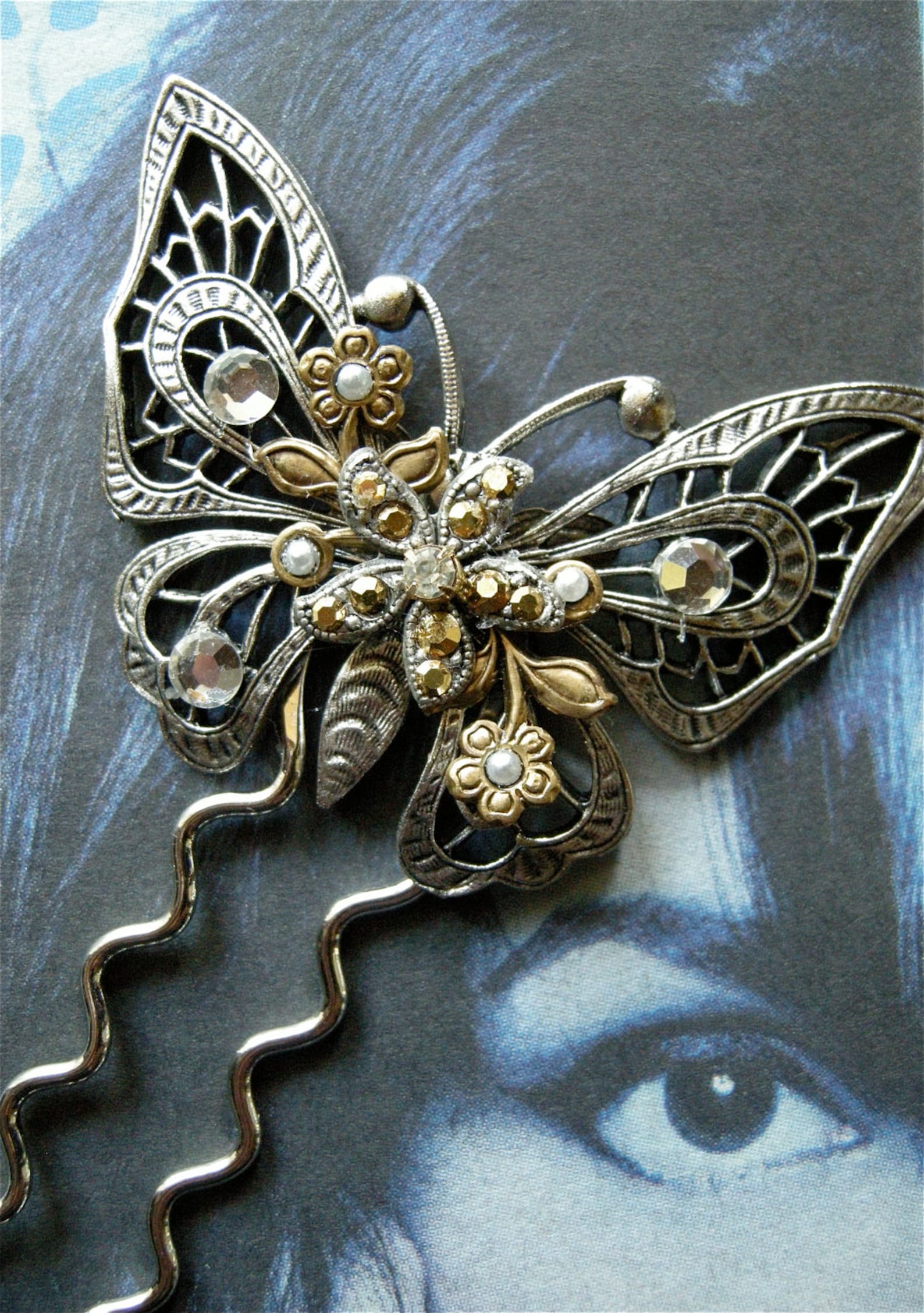 Large Butterfly Hair Pin Etsy