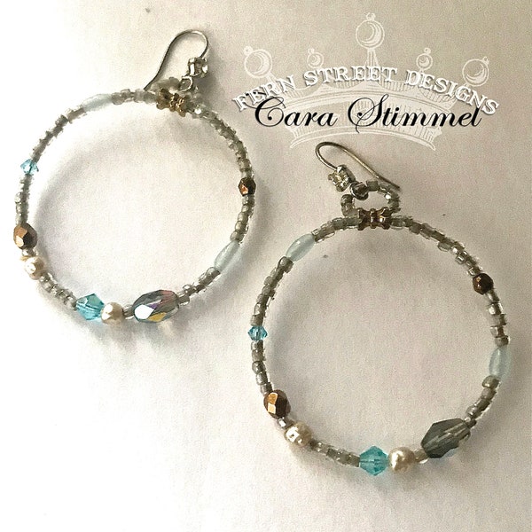 Beaded Hoop Drop Earrings, Large hoop Earring, Bohemian Style, Gift for Her, Made in USA, Free Shipping USA