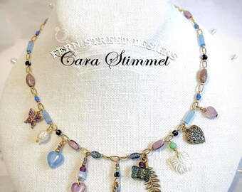 Charm Necklace, Rosary Link Open Chain Adjustable Necklace,  Made in USA