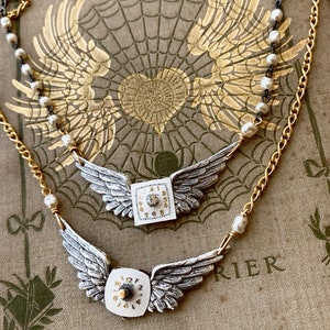 Steampunk Winged Necklace, Time Traveler Jewelry, Rosary Steampunk Necklace, image 4