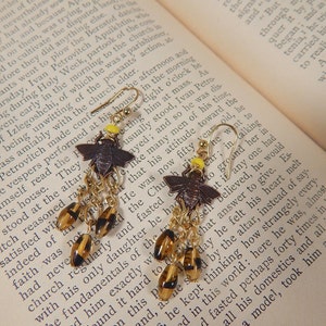 Honey Bee Earrings, Bee Earrings, Bee Jewelry, Bee Chandelier Earrings, Bumble Bee Earrings, Insect Jewelry, Apilculture, Bug Earrings image 2