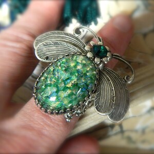 Jeweled Moth, Large Bug Ring, Insect Ring, Boho Ring, Silver Cocktail Ring, Opal Ring, Retro 1960s Style Ring image 4